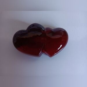 Double Red Heart-Shaped Glass Paperweight